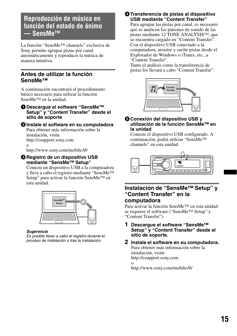 Antes de utilizar la función sensme | Sony CDX-GT65UIW User Manual | Page 45 / 68