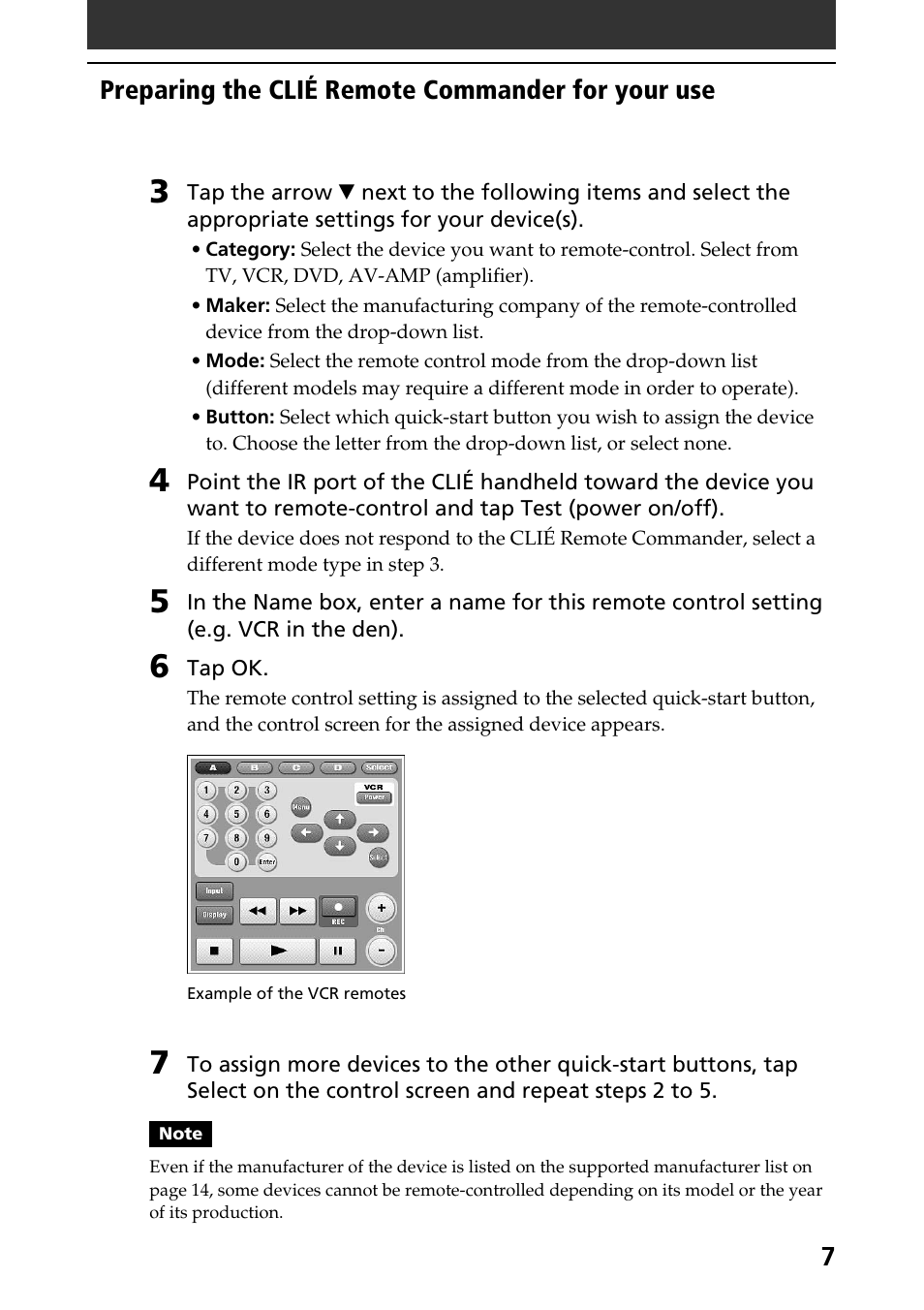 Preparing the clié remote commander for your use | Sony PEG-T415 User Manual | Page 7 / 15