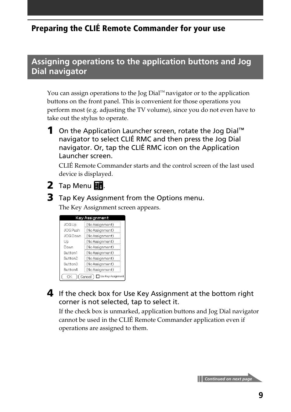 Preparing the clié remote commander for your use | Sony PEG-T415 User Manual | Page 9 / 15