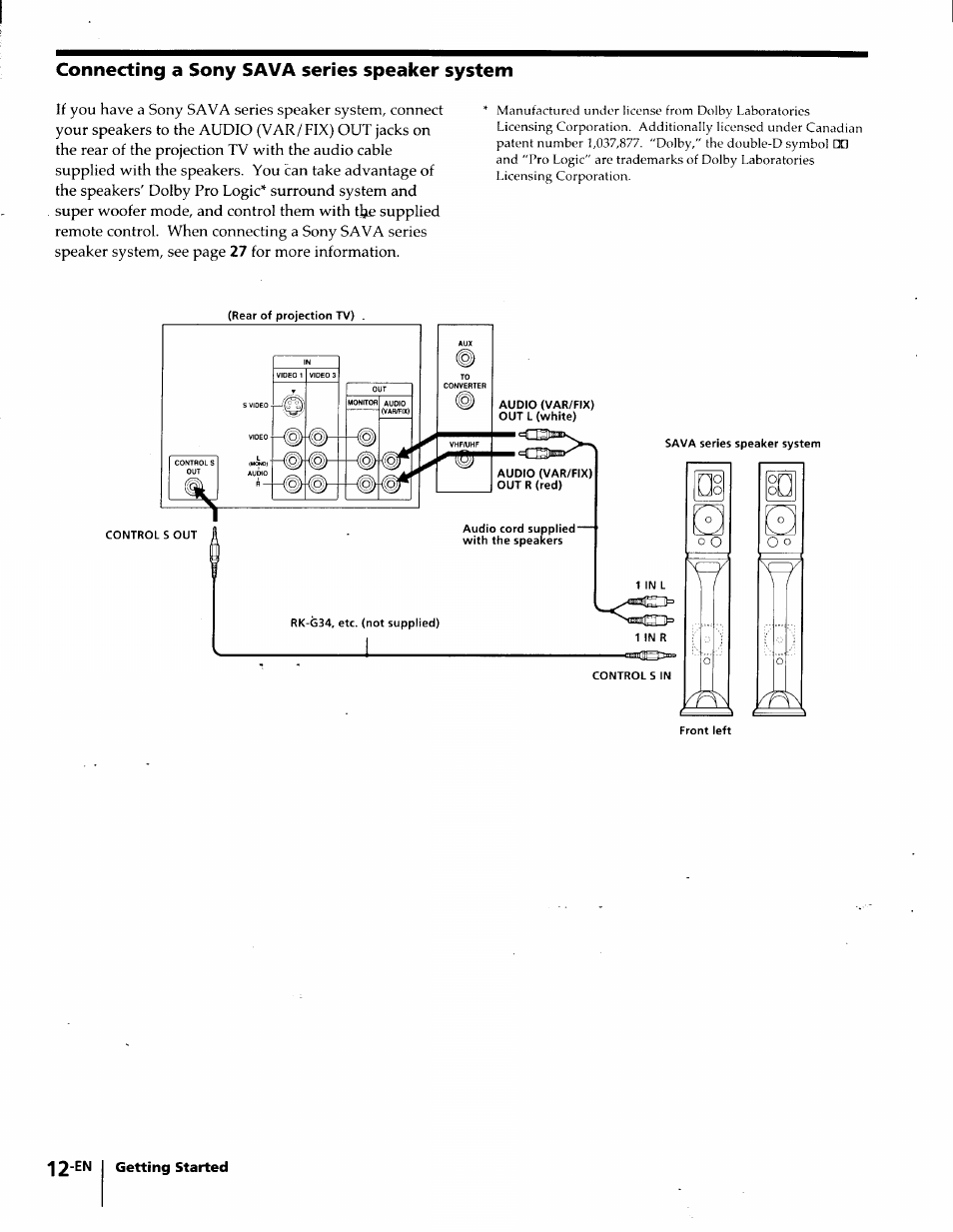 Connecting a sony sava series speaker system | Sony KP-61S65 User Manual | Page 12 / 82
