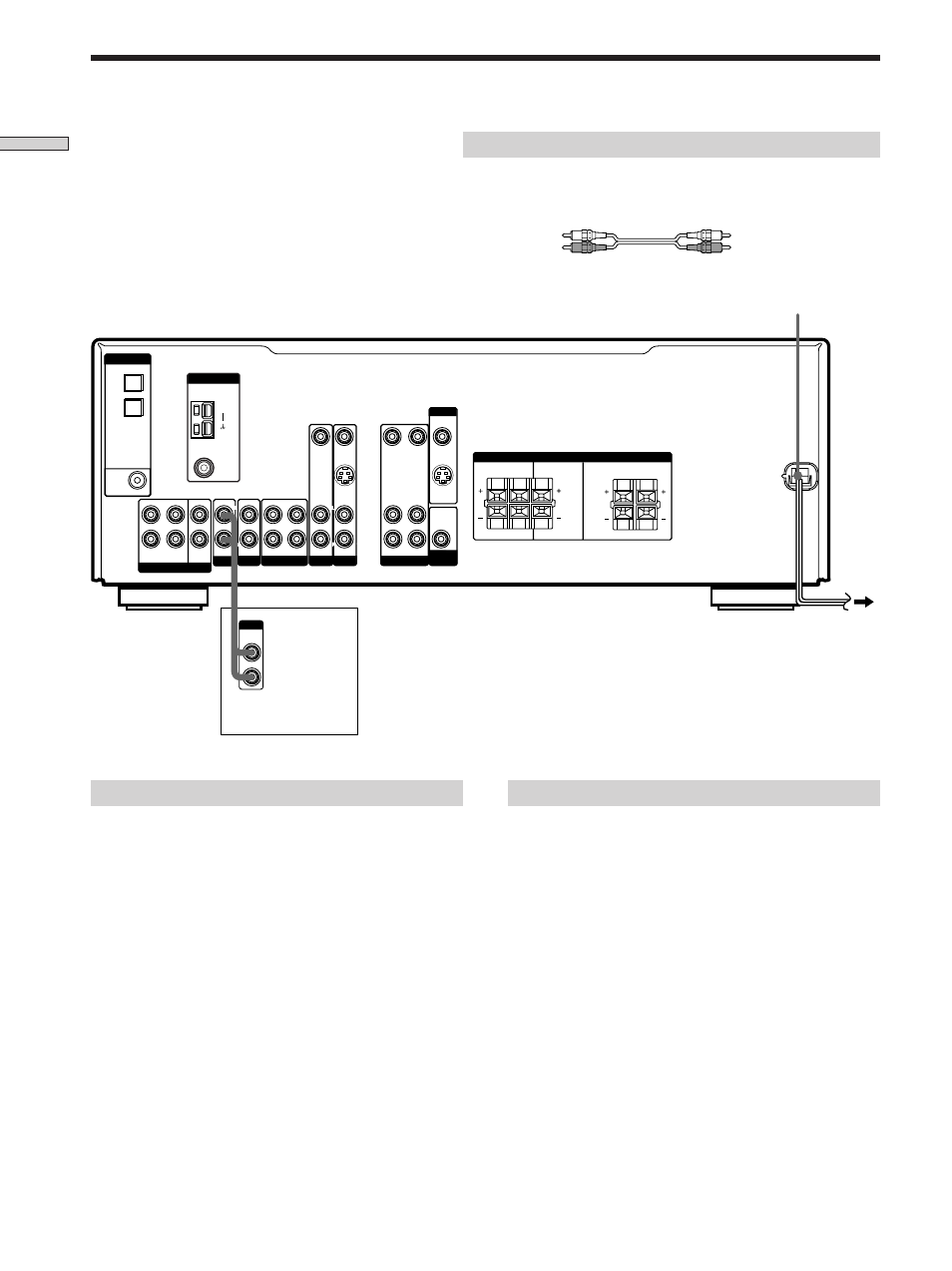 Other hookups 10, Other hookups, Aux audio in hookup | Required cords, Connecting the ac power cord, Hooking up the components, Audio cords (not supplied), Ac power cord, White (l) | Sony STR-K502P User Manual | Page 10 / 54