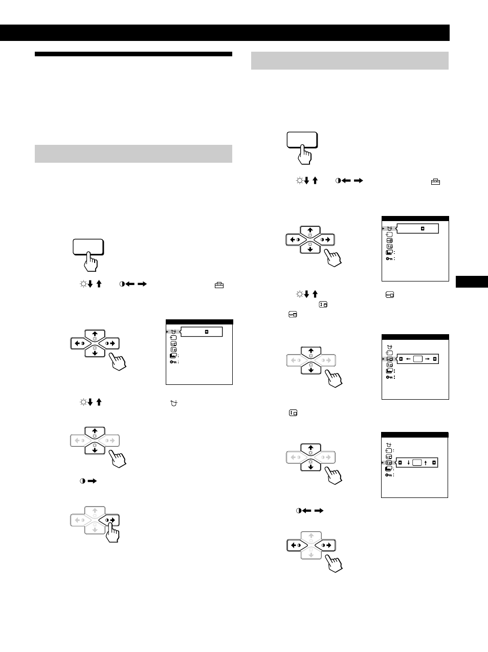 Using the option on-screen display, Getting started customizing your monitor, Degaussing the screen | Changing the on-screen display position, Fen es c | Sony CPD-520GS User Manual | Page 15 / 64