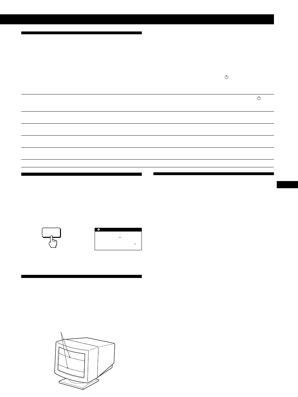 Fonction d’économie d’énergie, Un moniteur prêt à l’emploi (“plug & play”), Fils d’amortissement | Affichage des informations sur le moniteur, Caractéristiques techniques | Sony CPD-520GS User Manual | Page 39 / 64