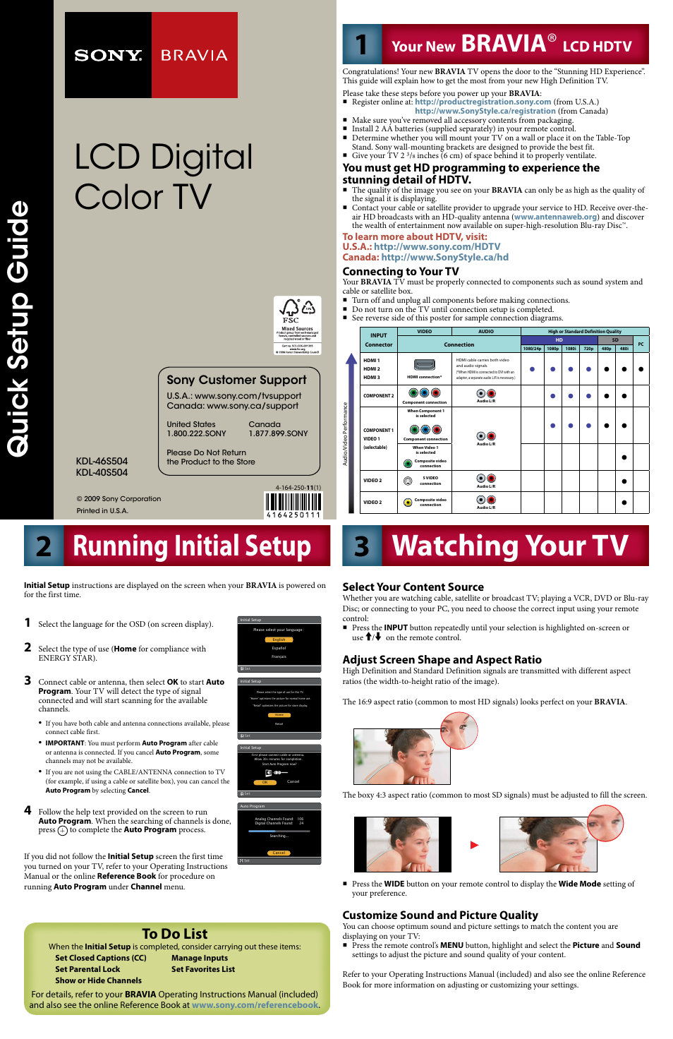 Sony KDL-40S504 User Manual | 2 pages