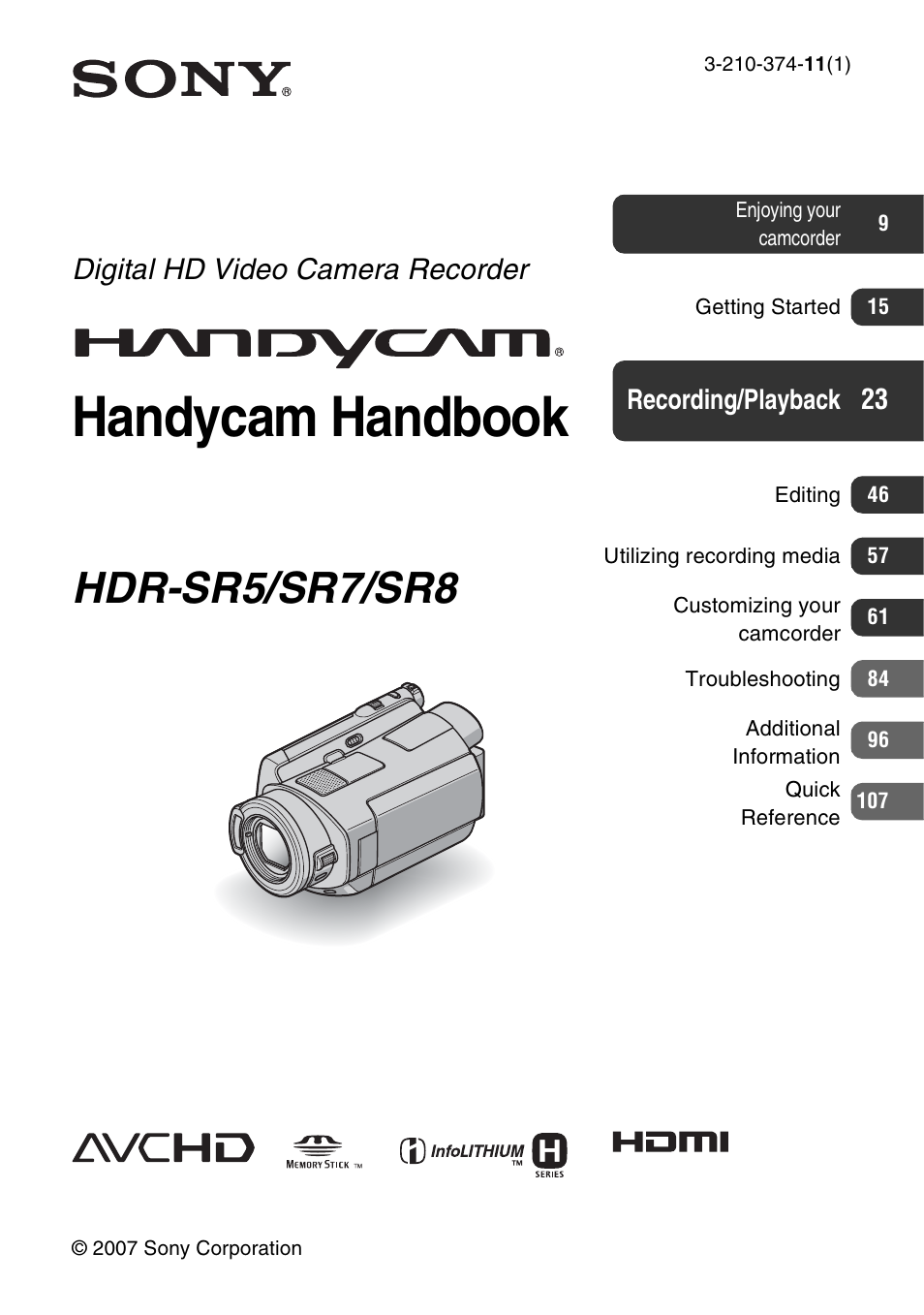 Sony HDR-SR5 User Manual | 118 pages