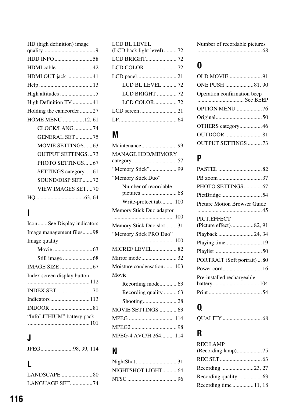 Sony HDR-SR5 User Manual | Page 116 / 118
