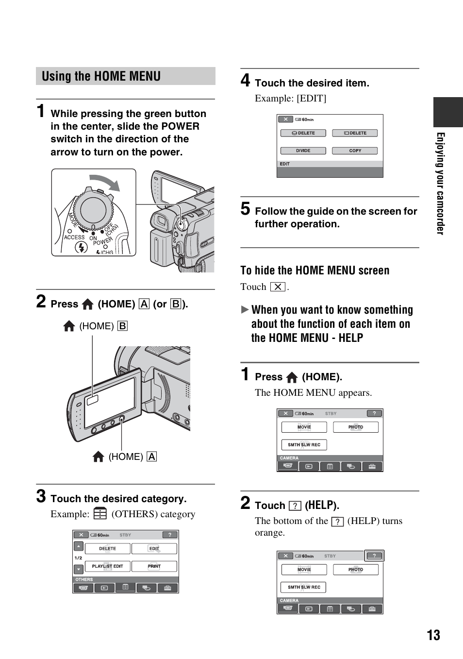 Em (p. 13) | Sony HDR-SR5 User Manual | Page 13 / 118