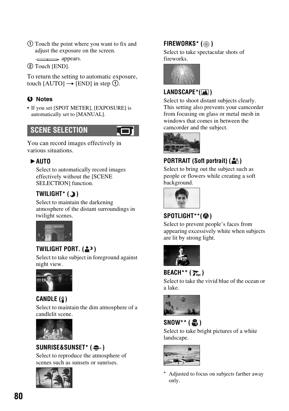 Scene selection | Sony HDR-SR5 User Manual | Page 80 / 118