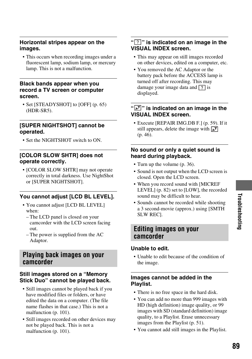 Sony HDR-SR5 User Manual | Page 89 / 118