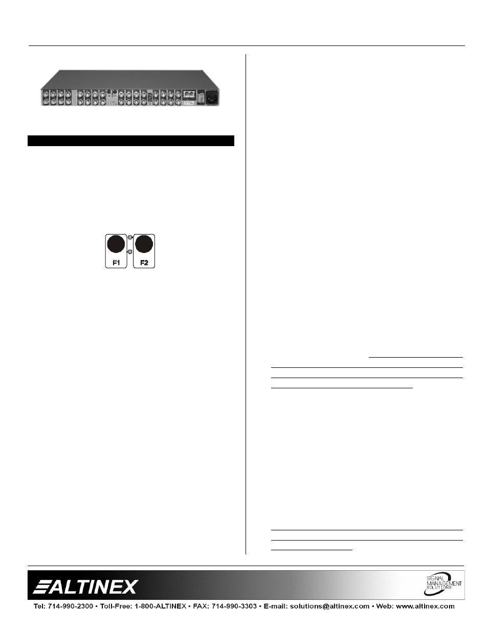 Matrix switchers | Altinex 400-0026-004 User Manual | Page 9 / 24