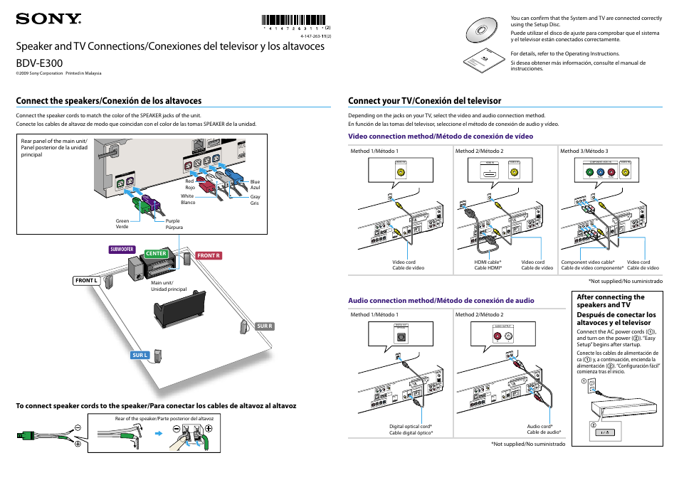 Sony BDV-E300 User Manual | 1 page