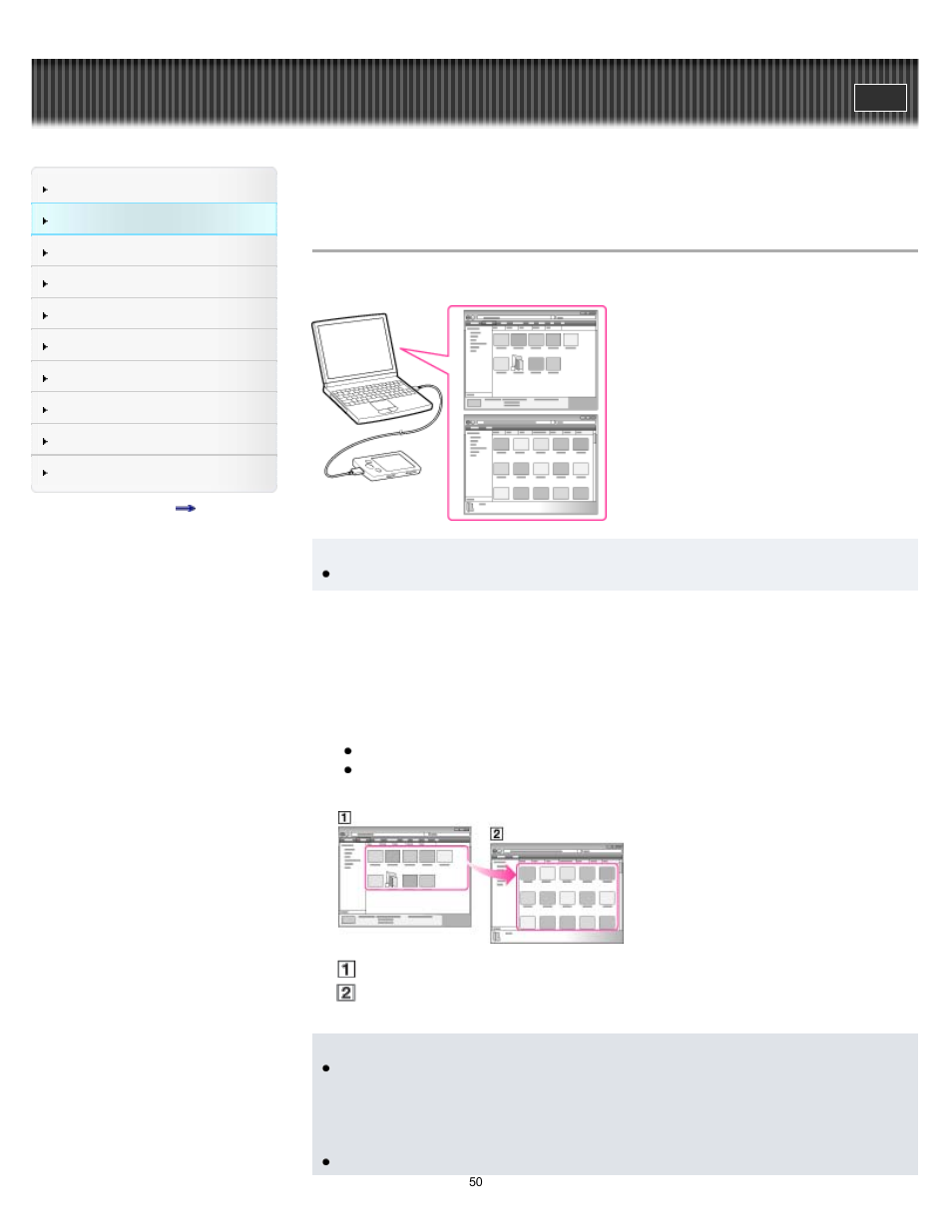 Transferring videos/photos using windows explorer, Details | Sony NWZ-E375 User Manual | Page 50 / 166