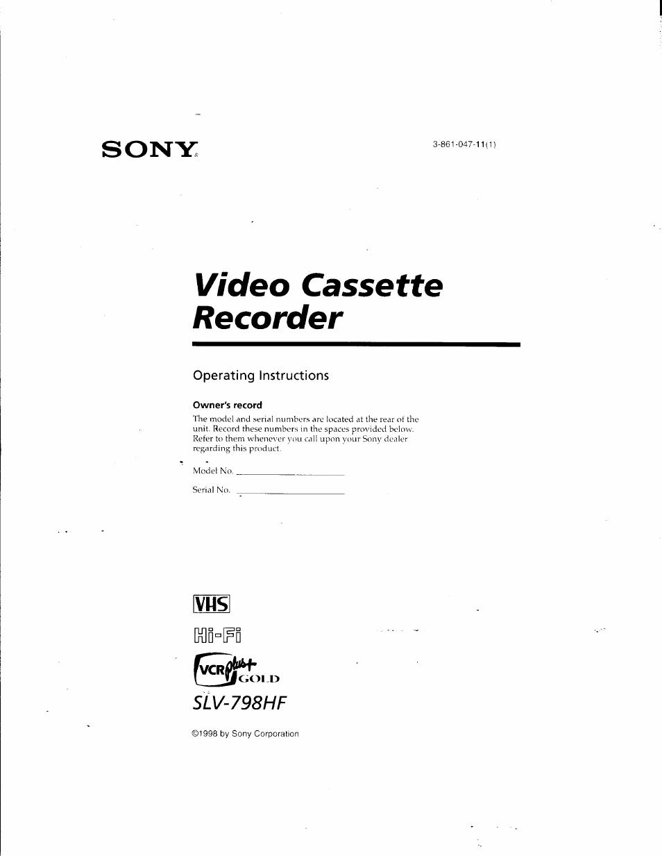 Sony SLV-798HF User Manual | 94 pages