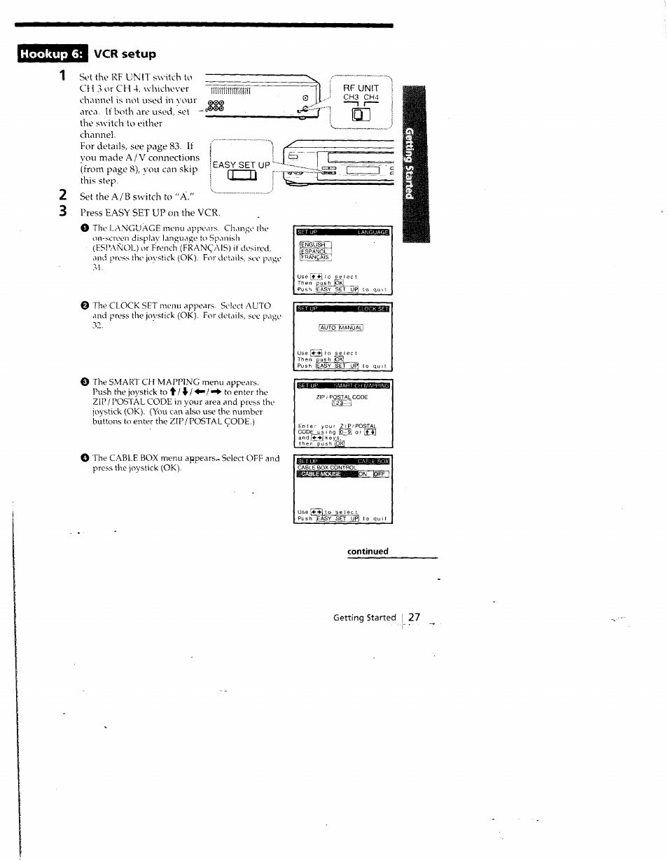 Vcr setup, Hookup 6 | Sony SLV-798HF User Manual | Page 26 / 94