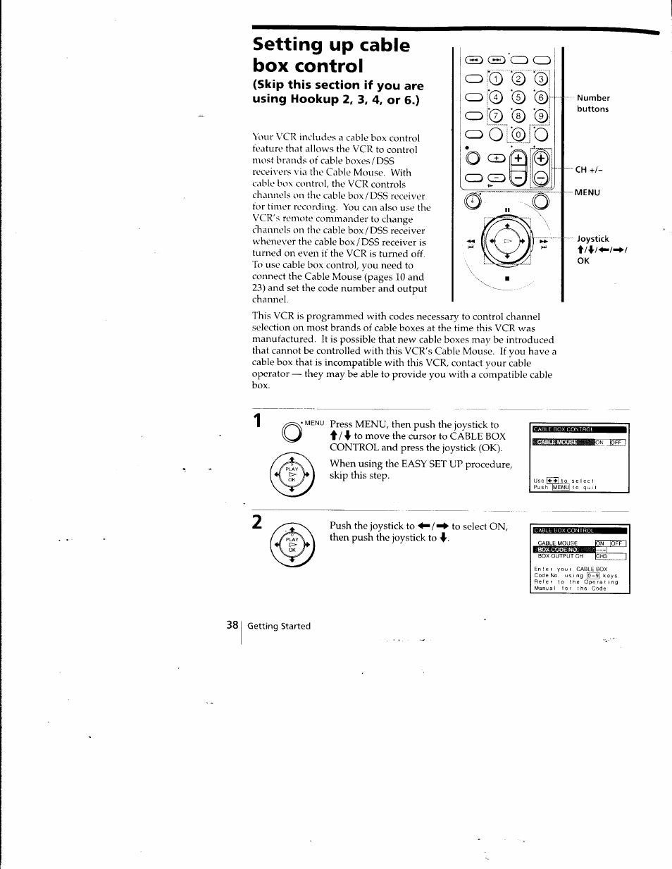 Setting up cable box control, Q 0í0id | Sony SLV-798HF User Manual | Page 37 / 94