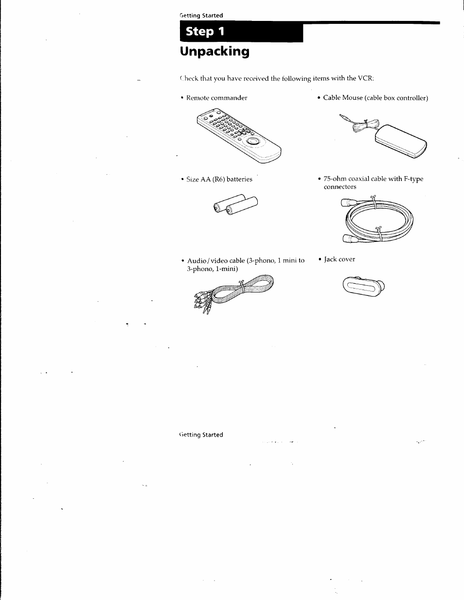 Step 1, Unpacking, Step 1 unpacking | Sony SLV-798HF User Manual | Page 4 / 94