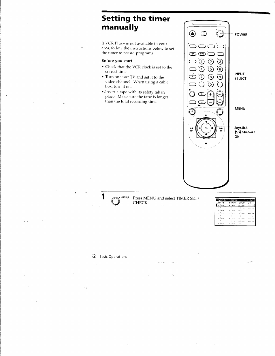 Setting the timer manually | Sony SLV-798HF User Manual | Page 63 / 94