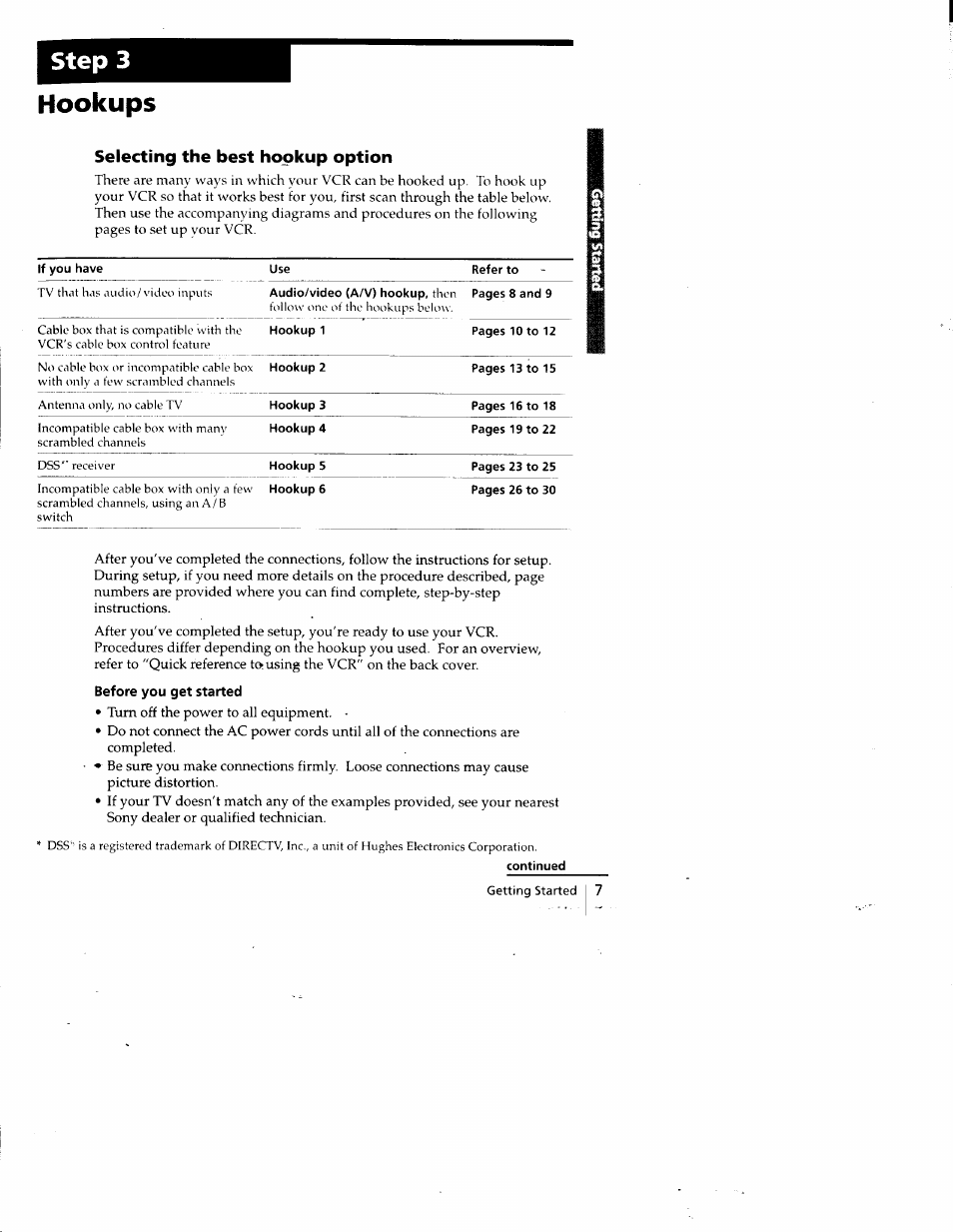 Before you get started, Step 3, Hookups | Sony SLV-798HF User Manual | Page 7 / 94