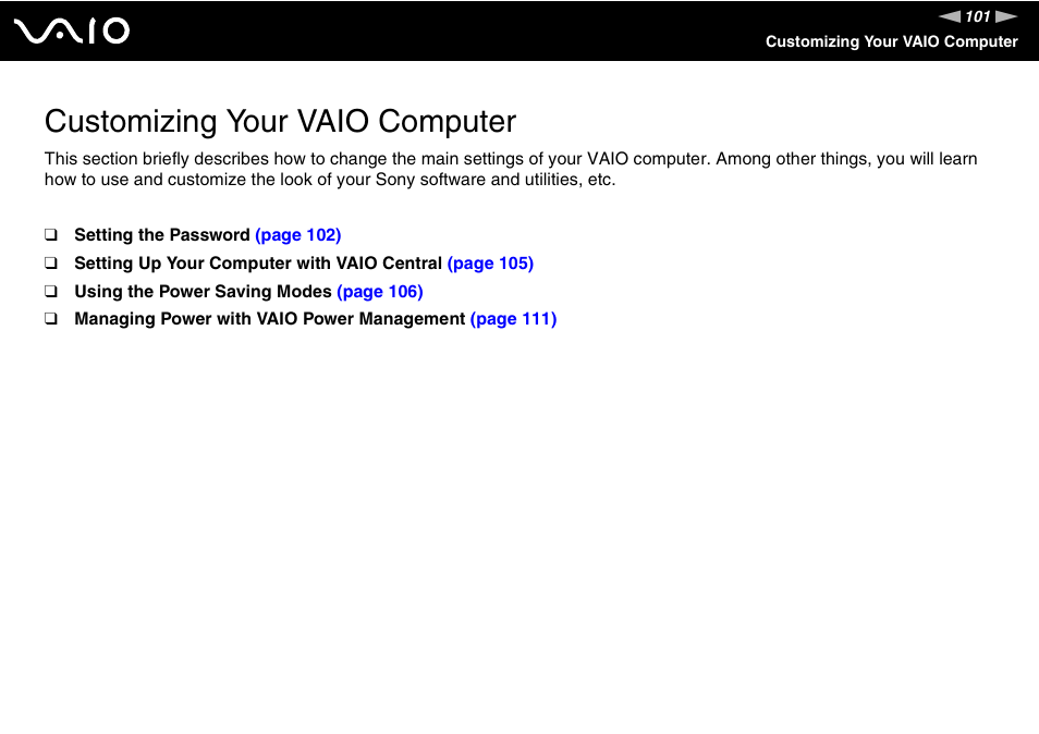 Customizing your vaio computer | Sony VGN-C210E User Manual | Page 101 / 189