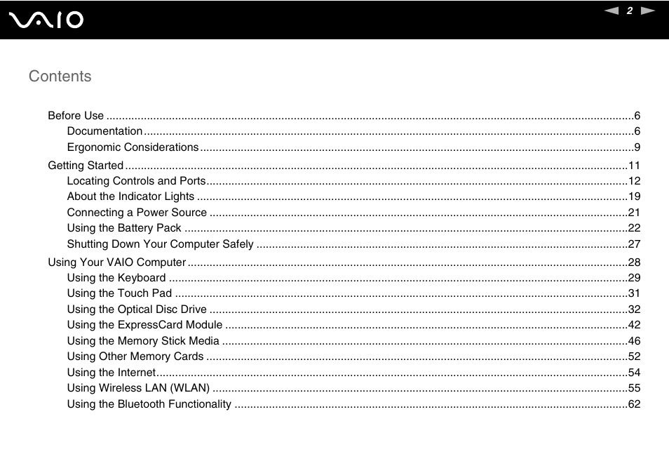 Sony VGN-C210E User Manual | Page 2 / 189