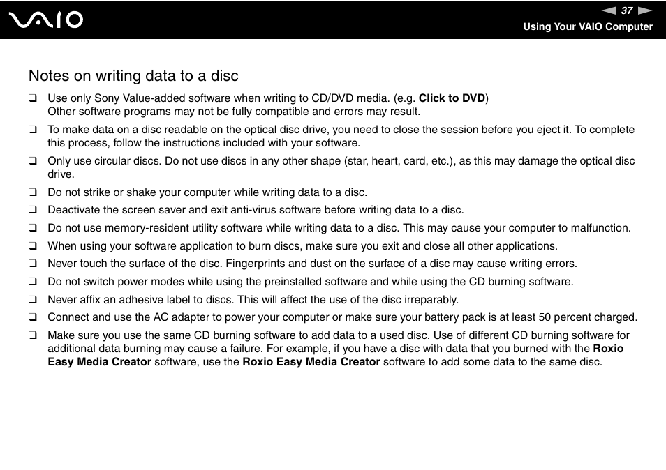 Sony VGN-C210E User Manual | Page 37 / 189