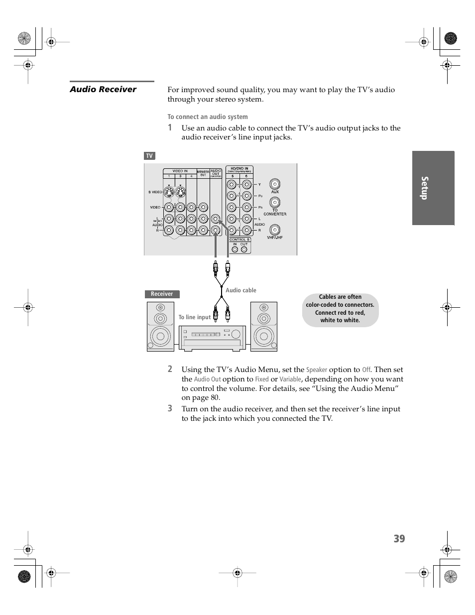 Audio receiver | Sony KV-30XBR910 User Manual | Page 40 / 106