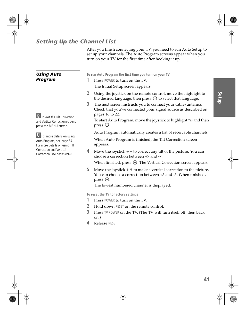 Setting up the channel list, Using auto program | Sony KV-30XBR910 User Manual | Page 42 / 106