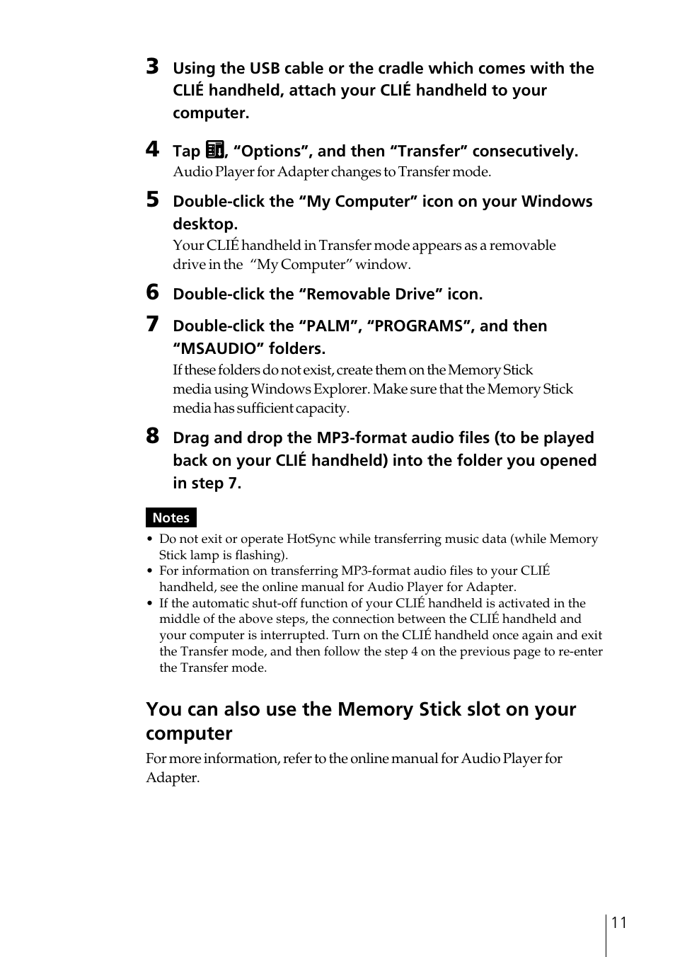 Sony PEGA-SA500 User Manual | Page 11 / 28
