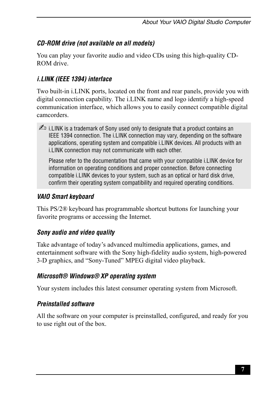 Sony PCV-RX752 User Manual | Page 7 / 72