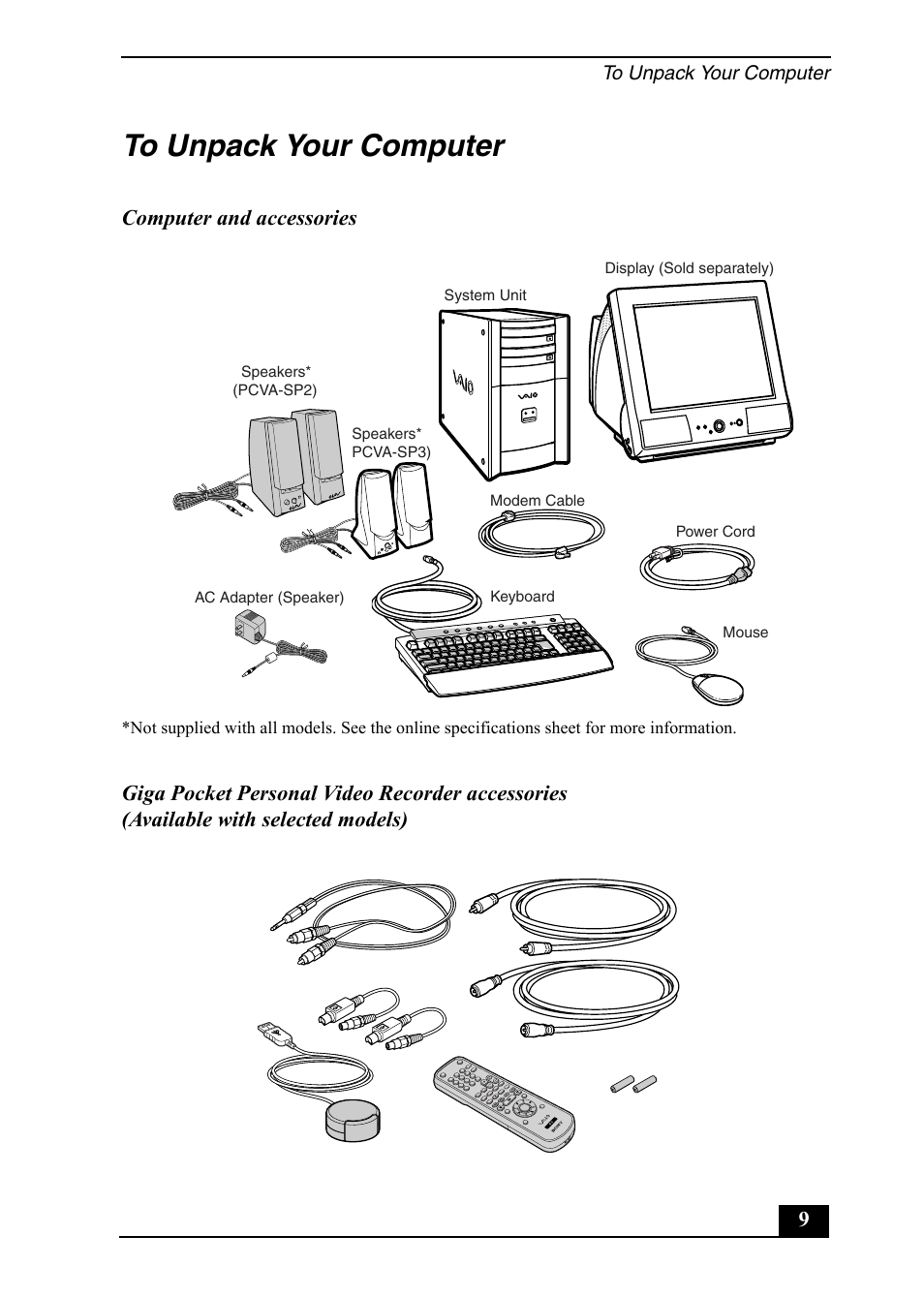Computer and accessories | Sony PCV-RX752 User Manual | Page 9 / 72