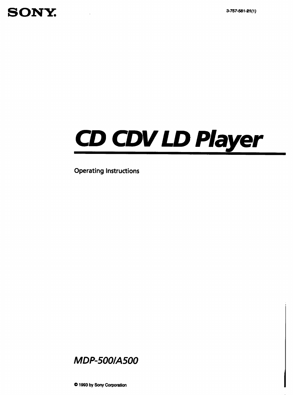 Sony MDP-A500 User Manual | 27 pages