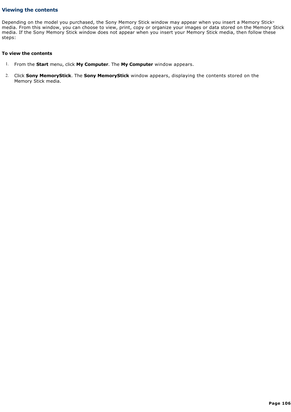 Viewing the contents | Sony VGN-A240 User Manual | Page 106 / 316