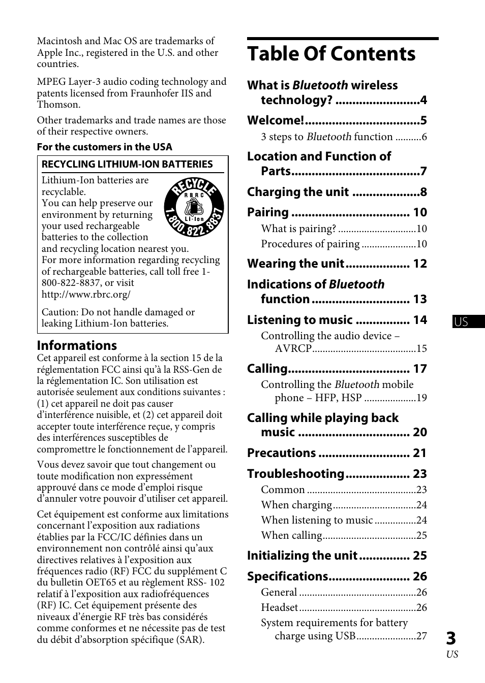 Sony DR-BT100CX User Manual | Page 3 / 56