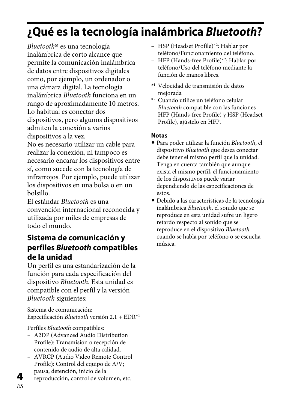 Qué es la tecnología inalámbrica bluetooth, Qué es la tecnología, Inalámbrica bluetooth | Sony DR-BT100CX User Manual | Page 30 / 56