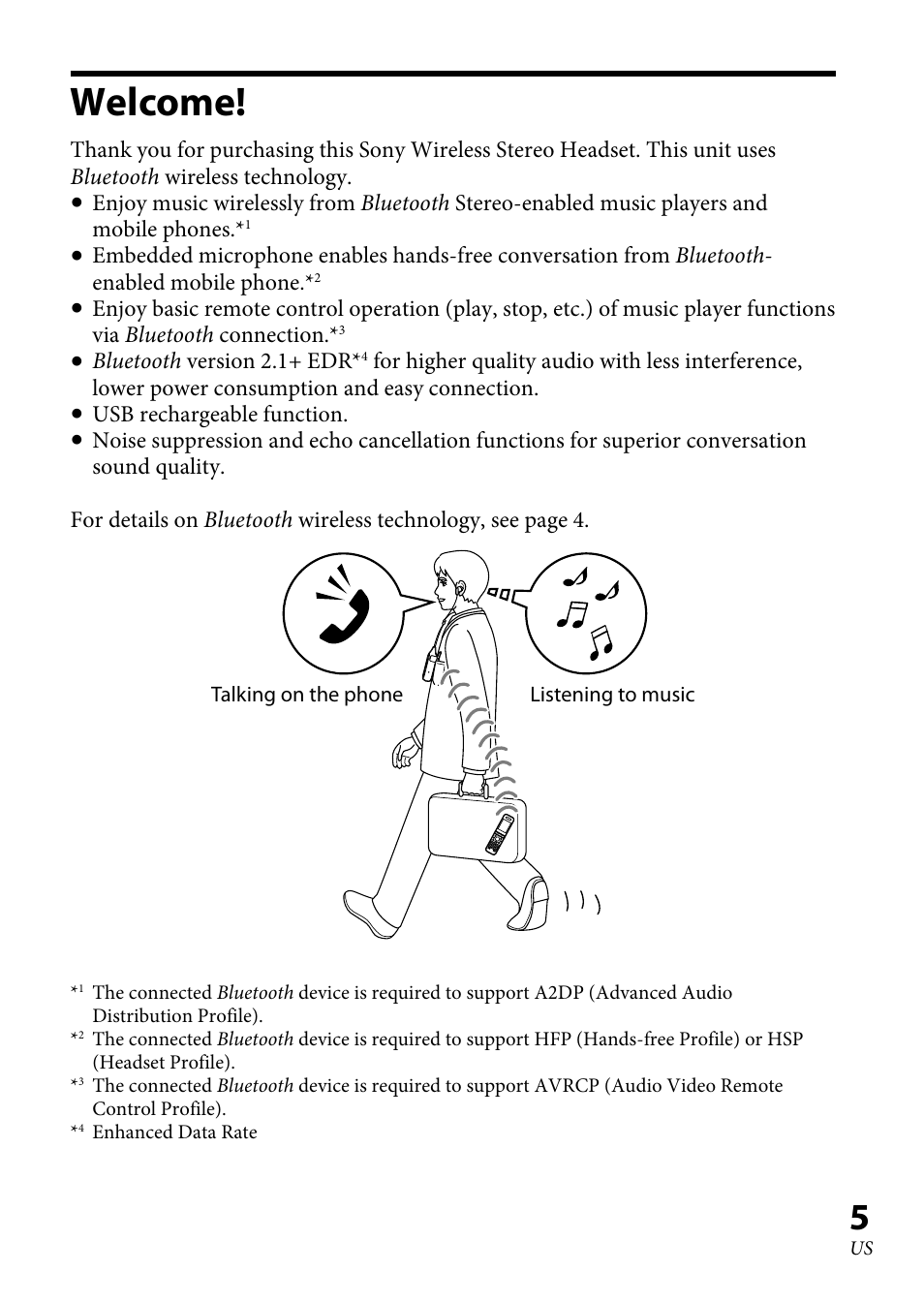 Welcome | Sony DR-BT100CX User Manual | Page 5 / 56