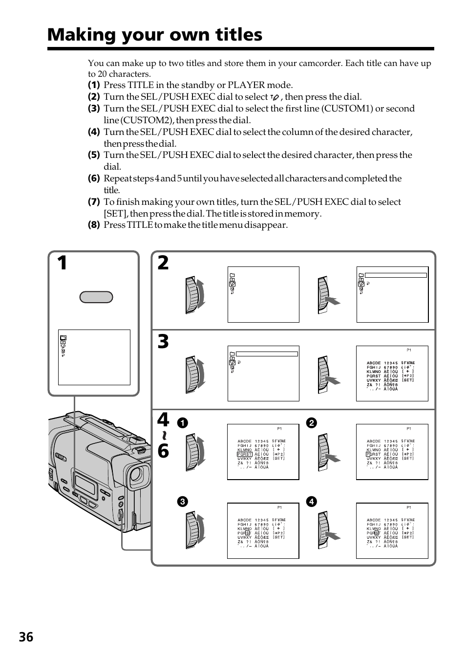 Making your own titles | Sony CCD-TR517WR User Manual | Page 36 / 68