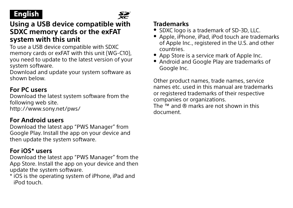 Sony WG-C10 User Manual | Page 2 / 2