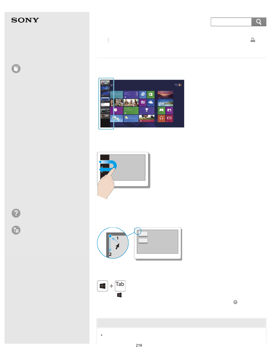 Viewing running apps, User guide, How to use | Troubleshooting list of topics, E series | Sony SVE14A390X User Manual | Page 219 / 458