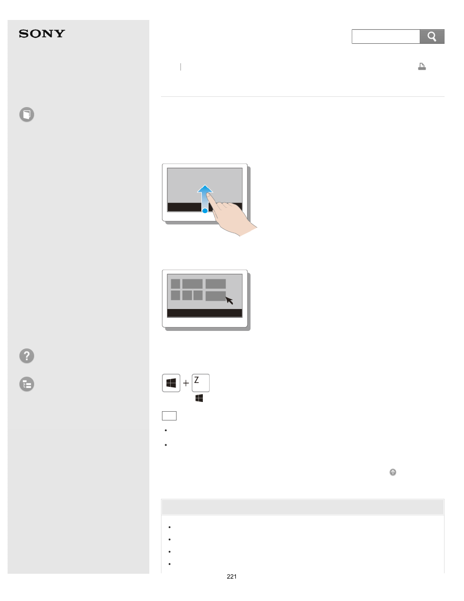 Opening the app menu, User guide, How to use | Troubleshooting list of topics, E series | Sony SVE14A390X User Manual | Page 221 / 458