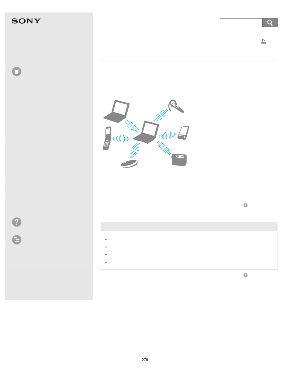 About the bluetooth(r) function, User guide, How to use | Troubleshooting list of topics | Sony SVE14A390X User Manual | Page 279 / 458