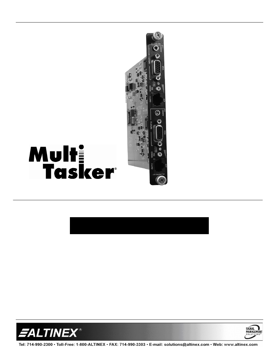 Altinex Computer/Component Video+ Audio Dual Twisted Pair Transmitter MT115-110 User Manual | 20 pages