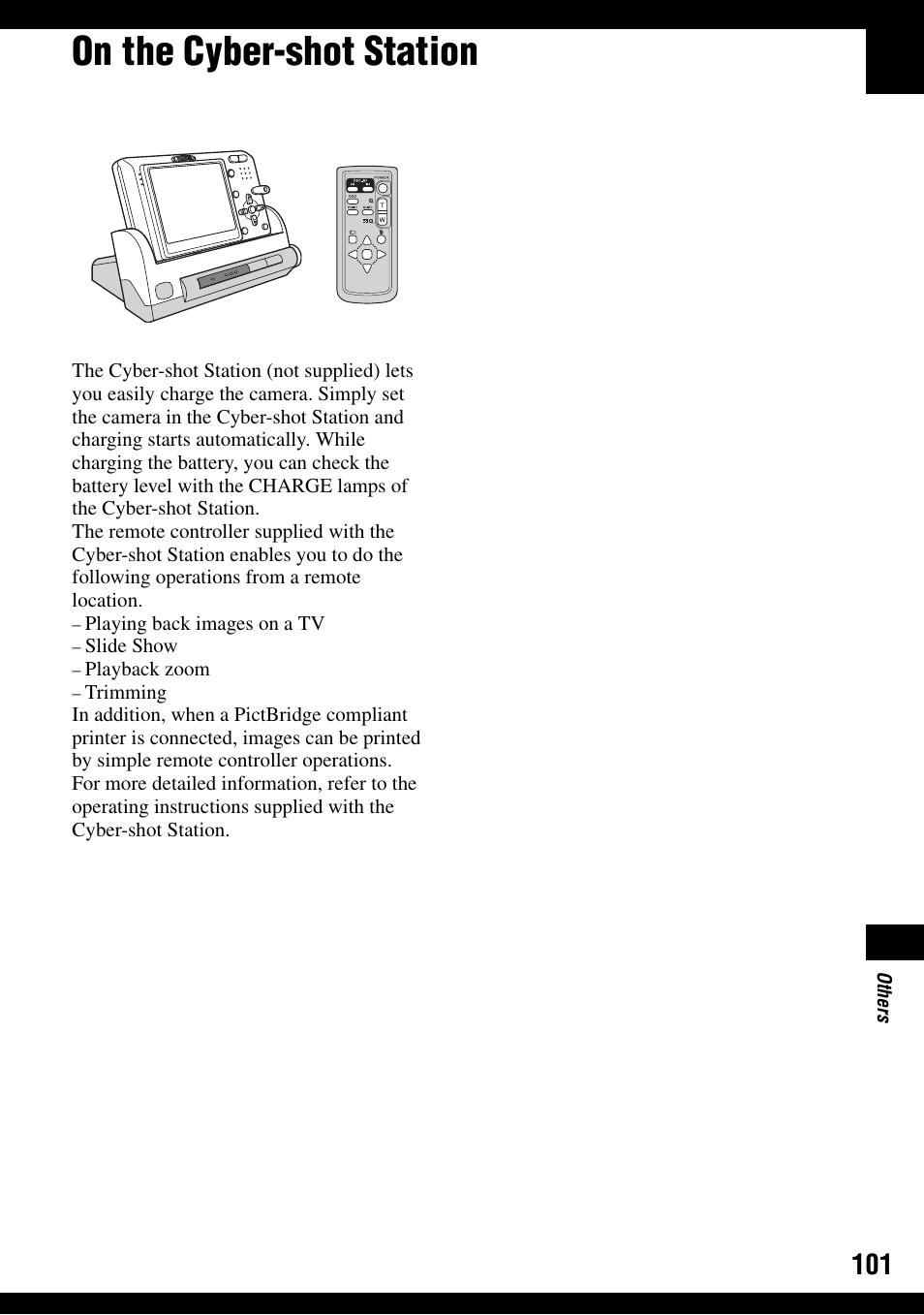 On the cyber-shot station | Sony DSC-T9 User Manual | Page 101 / 111