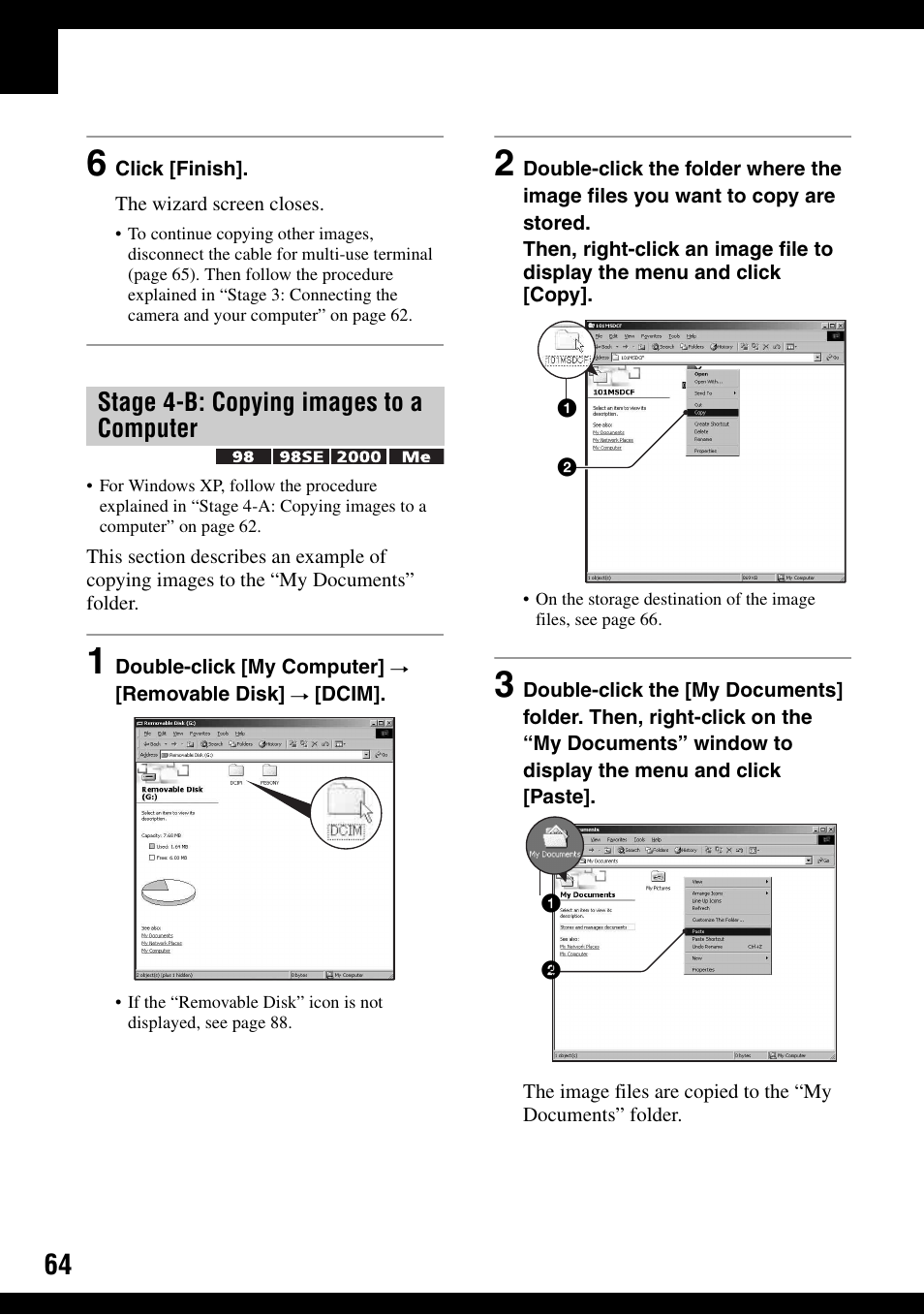 Stage 4-b: copying images to a computer | Sony DSC-T9 User Manual | Page 64 / 111