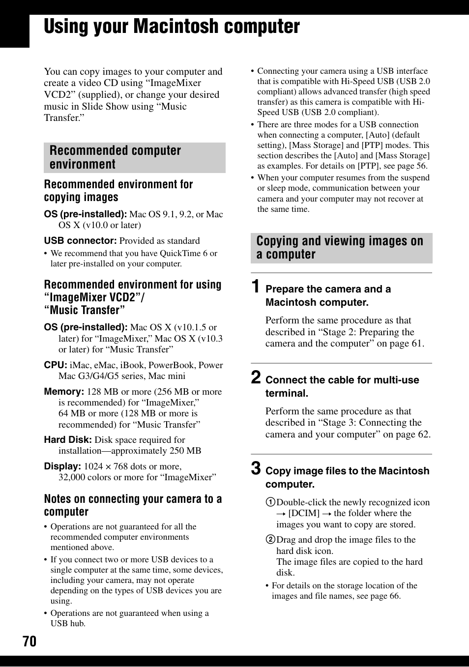 Using your macintosh computer | Sony DSC-T9 User Manual | Page 70 / 111