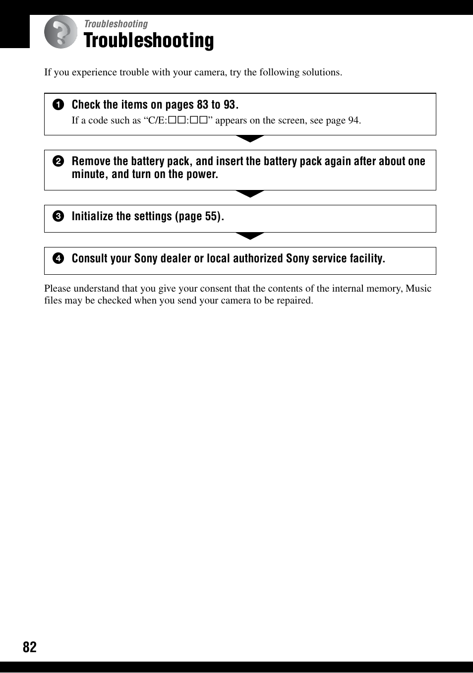 Troubleshooting | Sony DSC-T9 User Manual | Page 82 / 111