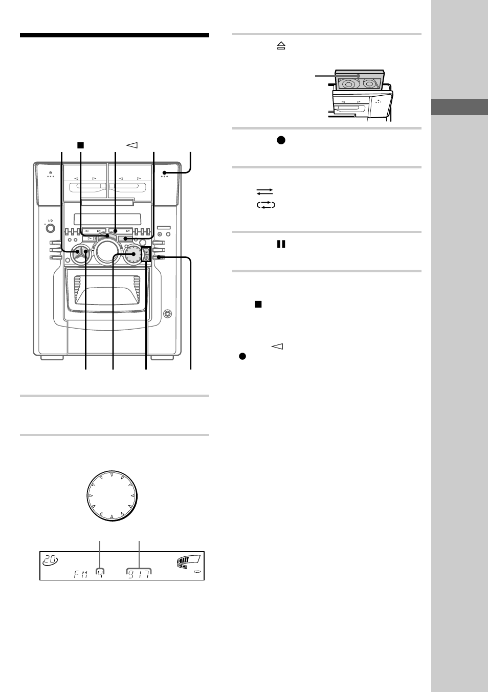 Recording from the radio, Basic operations, Press tuner/band to select the band you want | Turn selector to tune in a preset station, Press a and insert a blank tape into deck b, Press z rec, Press x pause | Sony MHC-M100 User Manual | Page 19 / 56