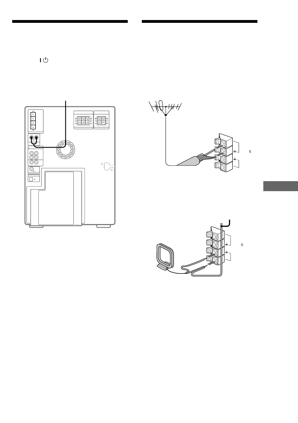 Connecting a vcr, Connecting external antennas | Sony MHC-M100 User Manual | Page 47 / 56