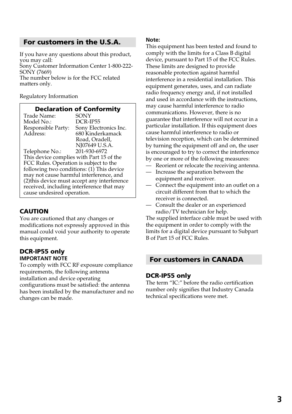 Sony DCR-IP55 User Manual | Page 3 / 216
