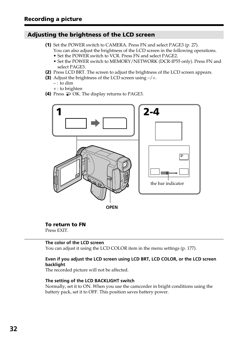 Page3, Lcd brt | Sony DCR-IP55 User Manual | Page 32 / 216