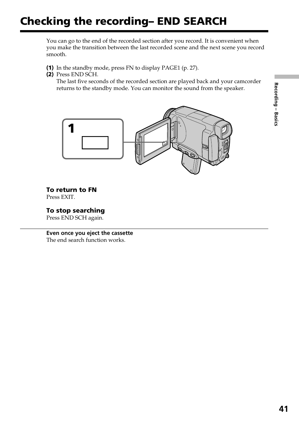Checking the recording– end search | Sony DCR-IP55 User Manual | Page 41 / 216